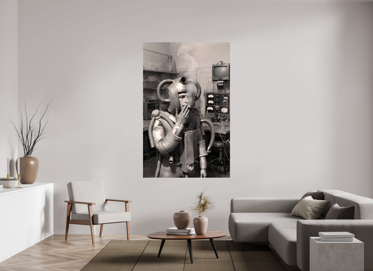 47 x 73.1″, WW ALUM Smoking Robot, 1999