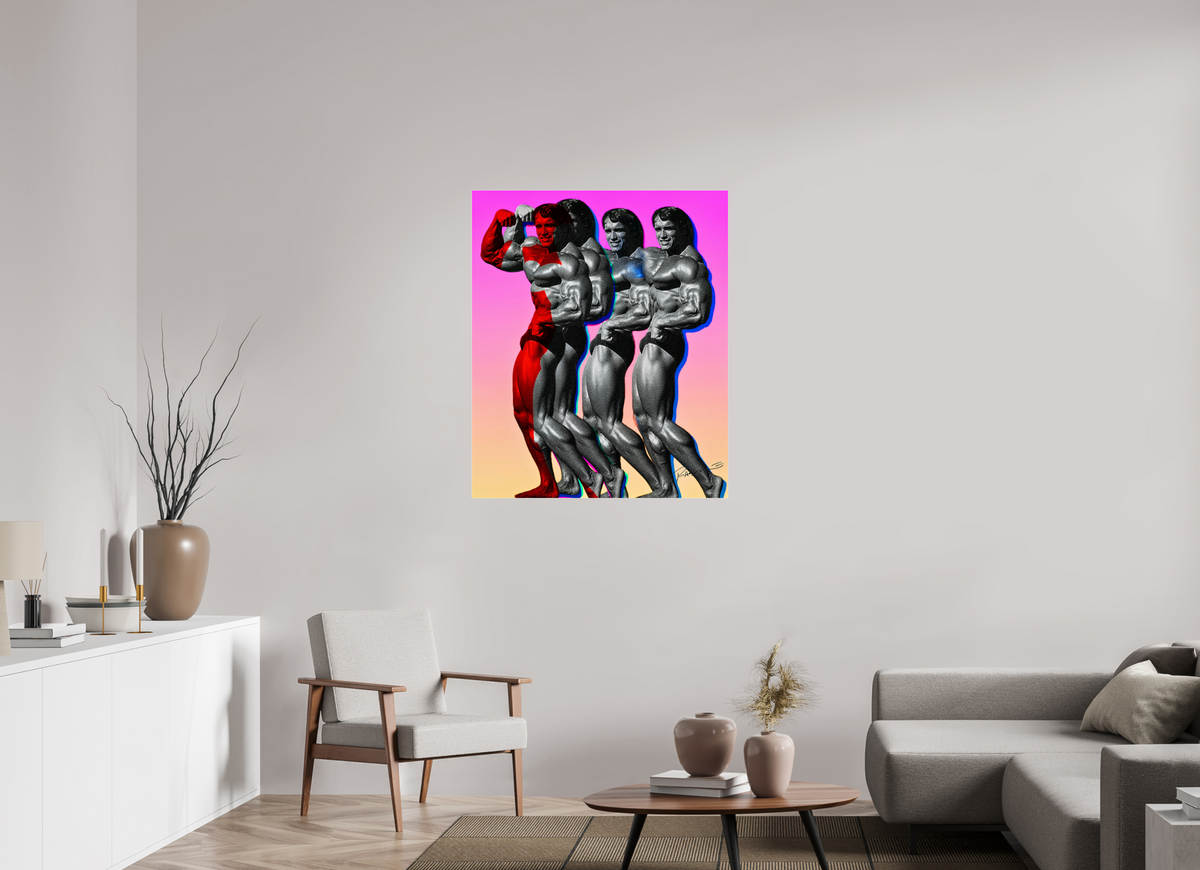 35 x 42″, Photo Print Under Acrylic Glass Arnold Schwarznegger, Los Angeles 1975